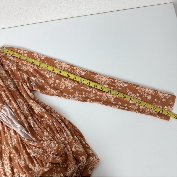 NWOT Intimately Free People Floral‎ Long Sleeve Bodysuit Sz M Rust Brown Stretch - Picture 10 of 13